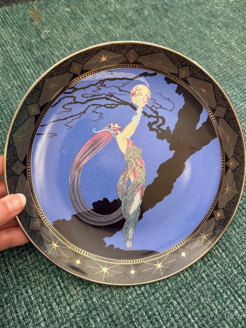 Royal Doulton House of Erté 'Fireflies' Franklin Mint Plate